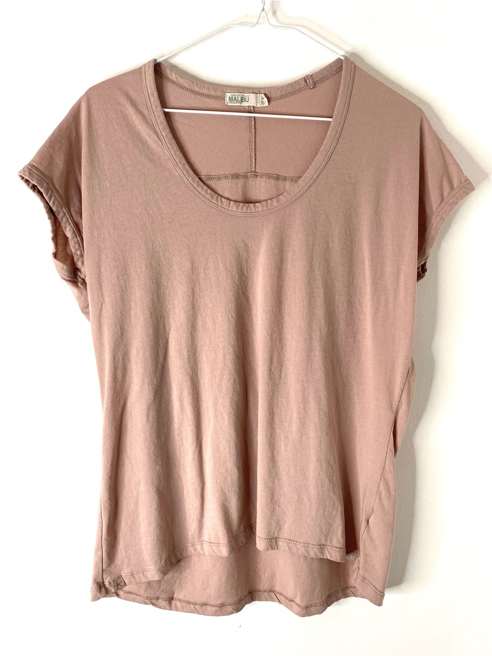 Barefoot Dreams Malibu Collection Dusty Rose Relaxed Cotton Hi Low Tee